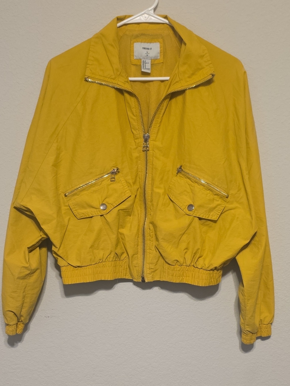 Forever 21 Yellow Cropped Bomber Jacket